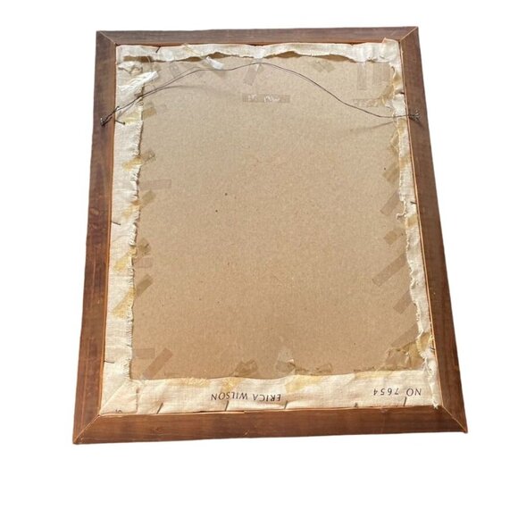 Vintage Framed Needlepoint Completed Embroidery 60 70s Basket of Apples u - Picture 5 of 5